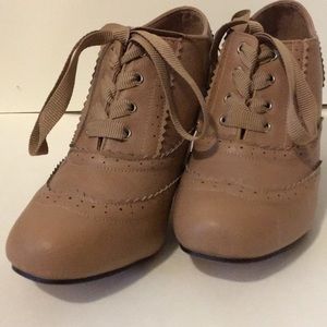 Graham Street Tan Faux Leather Oxford Booties
